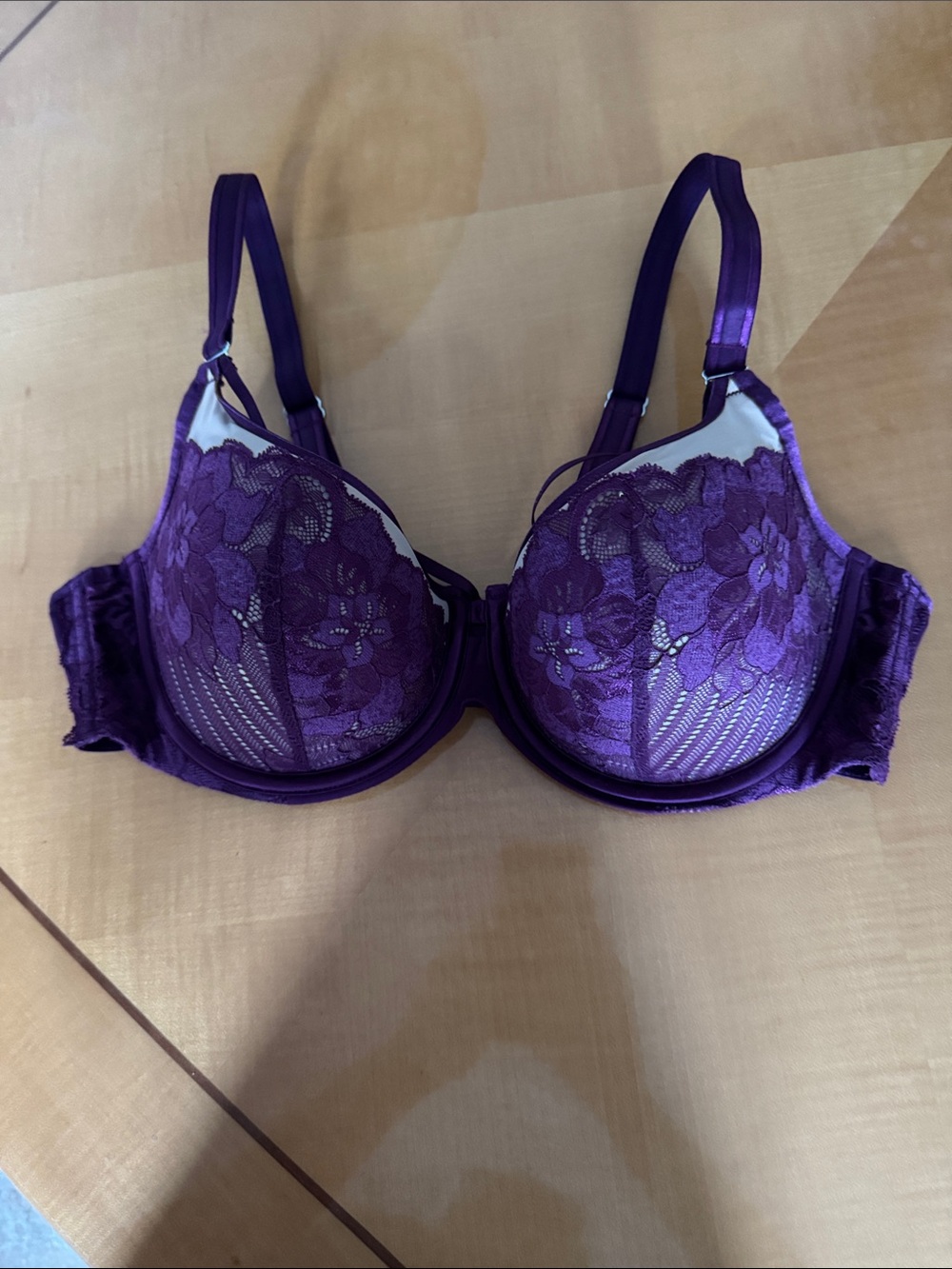 Curvy Couture Deep Purple Lace Underwire Bra 38d